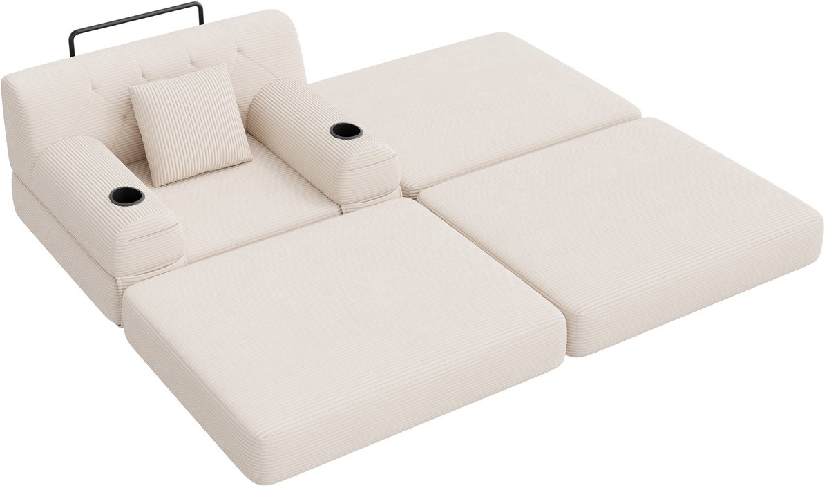 YYchan fauteuil met voetenbank - beige - 107 x 162 x 81 cm