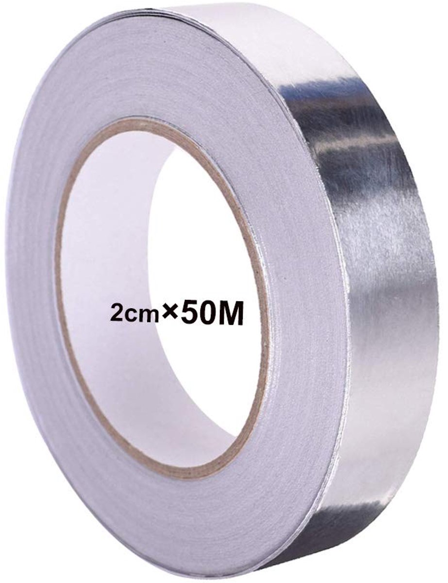 Thijox - 50M X 20mm Premium Aluminium Plakband met Geleidende Plakband, Aluminium Tape voor HVAC Reparatie, Isolatie, Buizen, Zilver