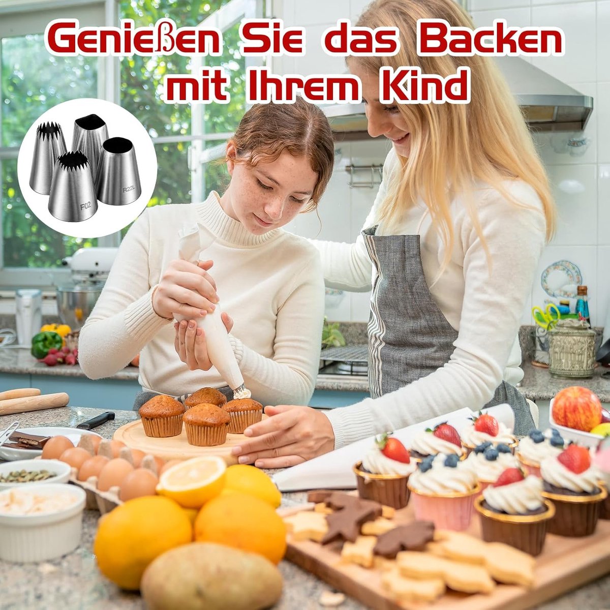 Thijox - 4 Stuks Roestvrijstalen Spuitmonden voor Sterke Drank - Herbruikbare Spuitmonden voor Taarten en Cupcakes - Extra Grote Spuitmonden voor Fees
