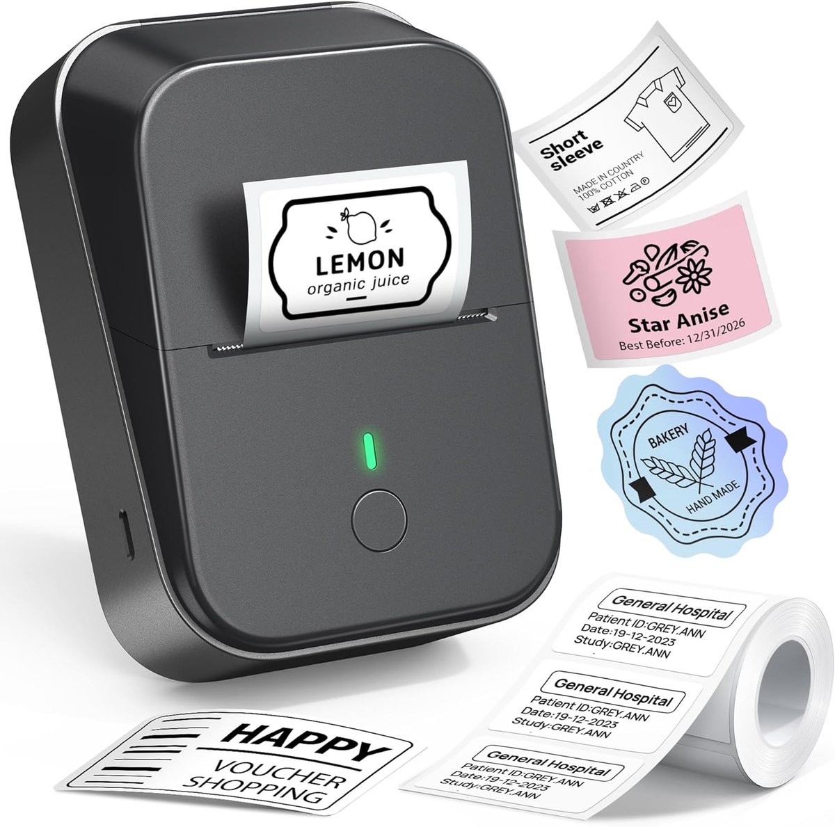 Thijox - PM260 Label Maker Machine, Draagbare Bluetooth Etiketteermachine, 6 cm Labelprinter, Inktloos, Voor Thuis, Keuken, School en Kantoororganisat