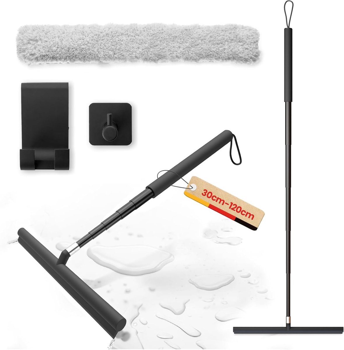 SnelShoppen - Douchewisser 30-120cm Uittrekbare Raamwisser Siliconen Trekker Zonder Boren - Wisser voor Douche, Badkamer, Tegels, Spiegel en Raam