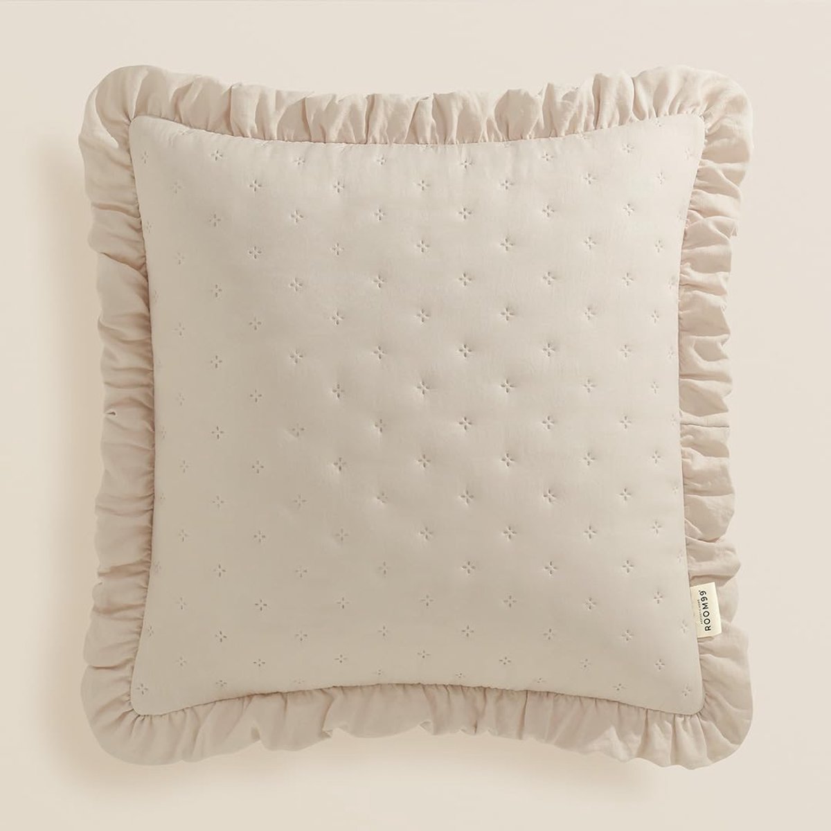 Thijox - Molly Sierkussensloop 45x45 cm, Crème, Decoratieve Kussensloop met Ruches, Modern en Esthetisch voor Slaapkamer en Woonkamer, Oeko-Tex Gecert