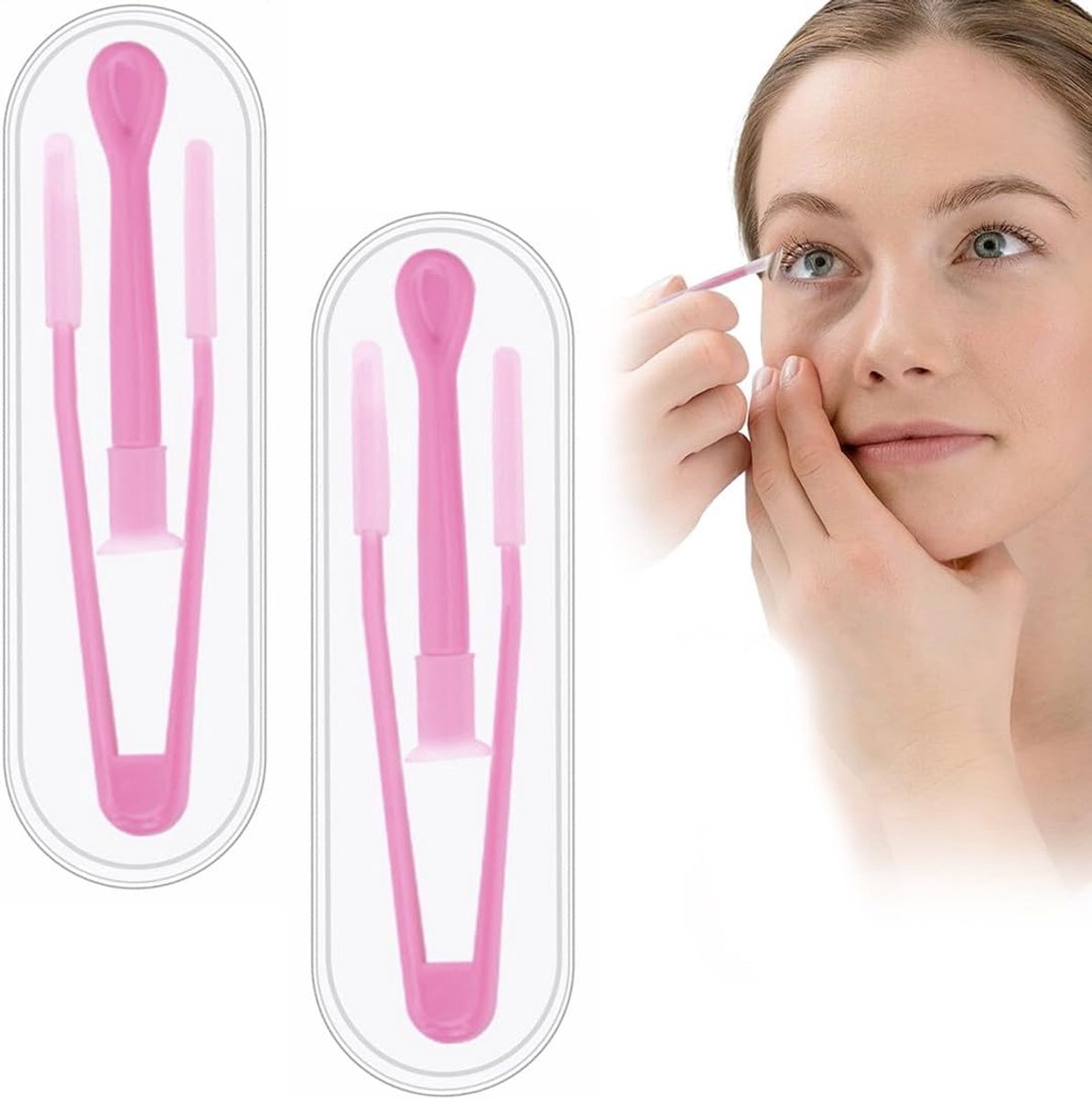 Thijox - 2 Set Contactlens Inbrenghulp met Pincetten en Zuiger, Siliconen Verwijderaar, Rood, Voor Makkelijk Inbrengen en Verwijderen van Contactlenze