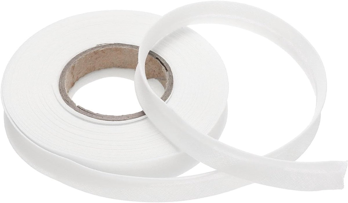 Enkelvoudige biaisband van polyester en katoen, brede vouwtape voor naaien, zomen, quilten en ambachtelijke projecten (10 meter, wit)