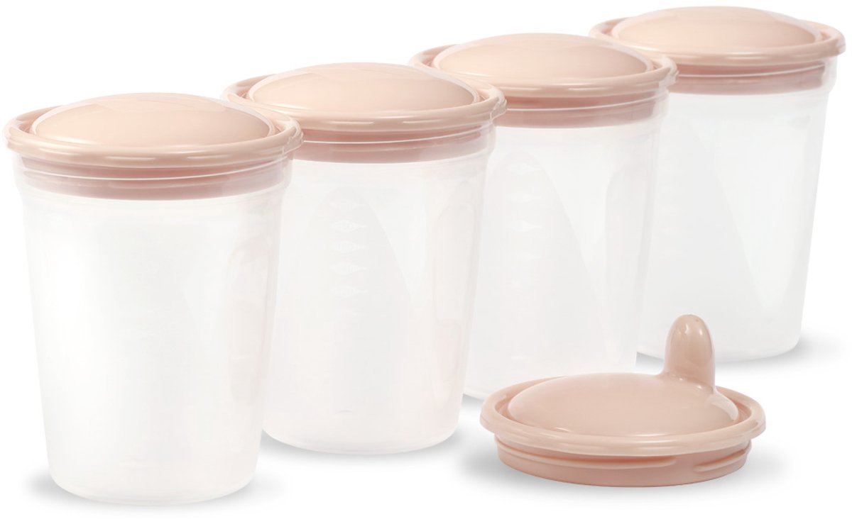 BabyOno Bewaarbakjes met tuit 4 stuks - voor babyvoeding
