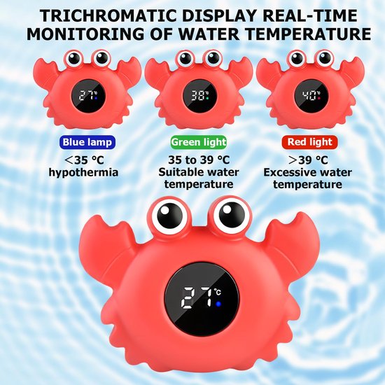 Digitale badthermometer voor babybadjes, LED waarschuwingslampje met temperatuurwaarschuwing, veilig badwater thermometer voor jongens en meisjes — afbeelding 2