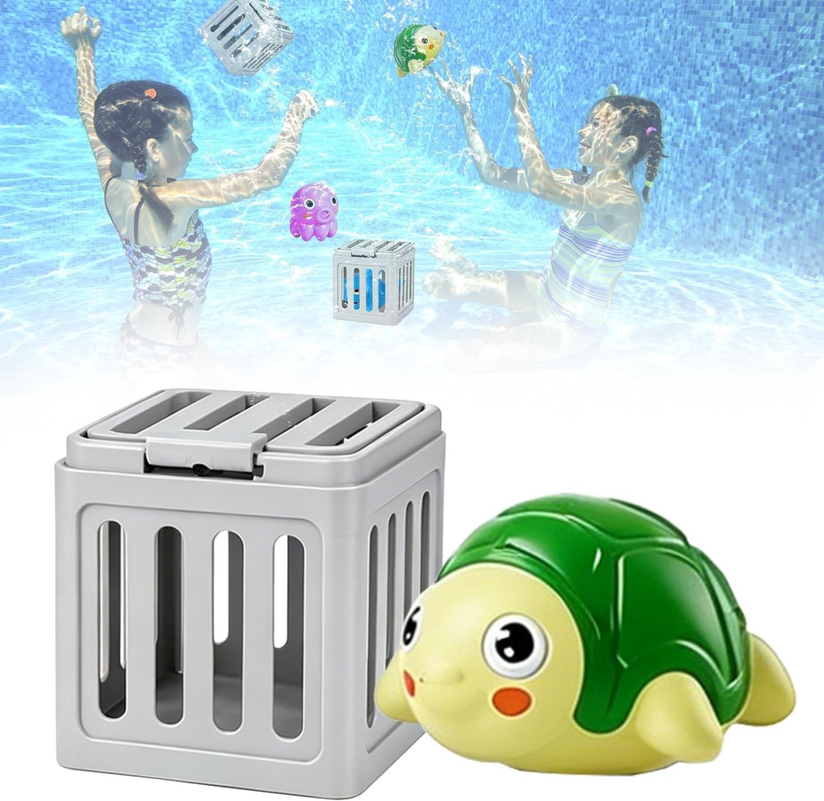 Kleurrijke Dierlijke Duikfiguren voor Onderwaterredding, Duik Speelgoed Set, Zwemtraining voor Kinderen met Drijvende Dieren en Pool Cage Toy