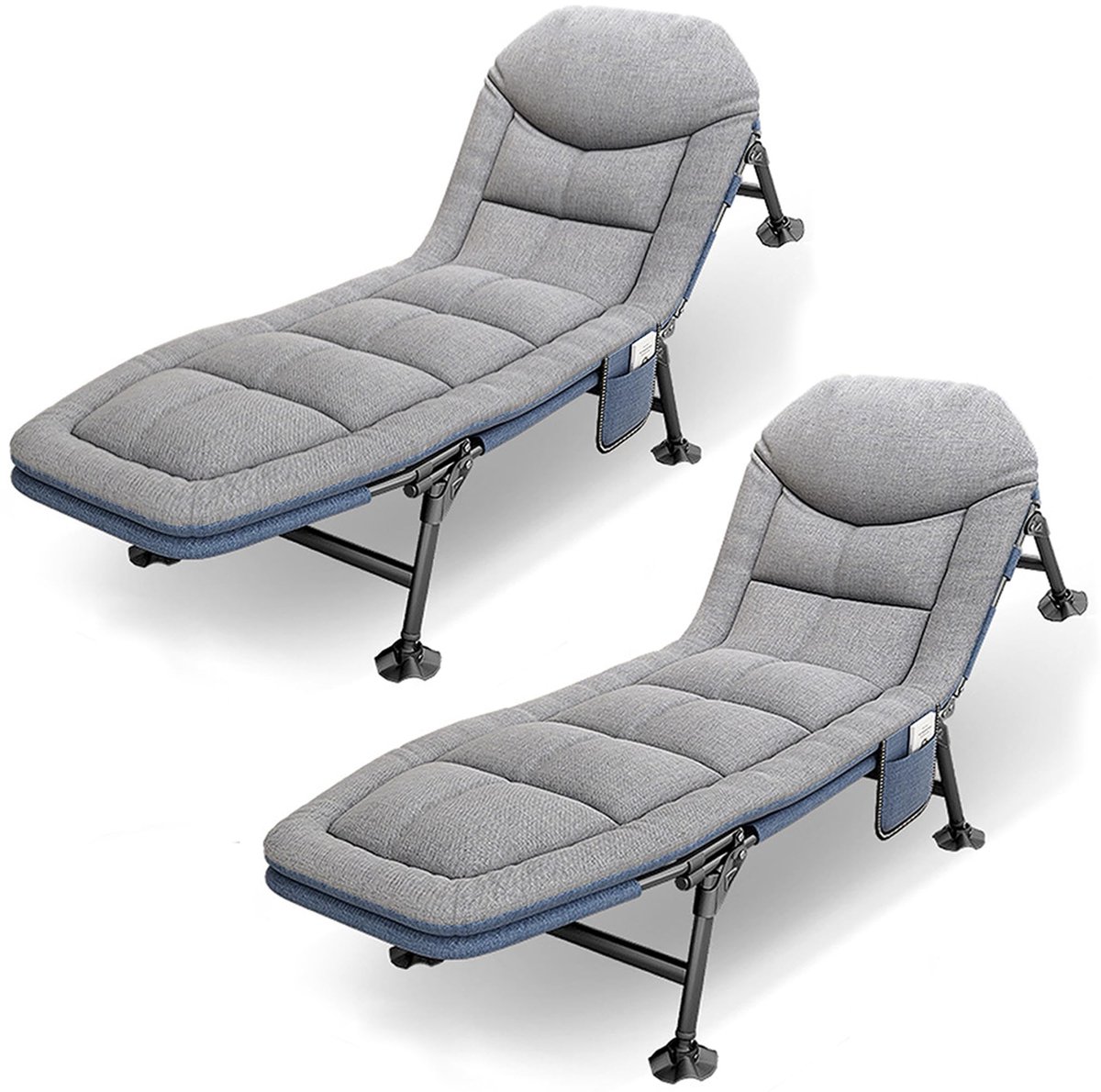 Dailygoods- Veldbed XXL - Inklapbaar - Campingbed met Matras - Lichtgewicht - 6-traps Verstelbare Rugleuning - Belastbaar tot 150 kg