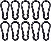 BCF-Products - Karabijnhaak - 6x60mm - 10 stuks - Zwart - Musketonhaak - Carabiner