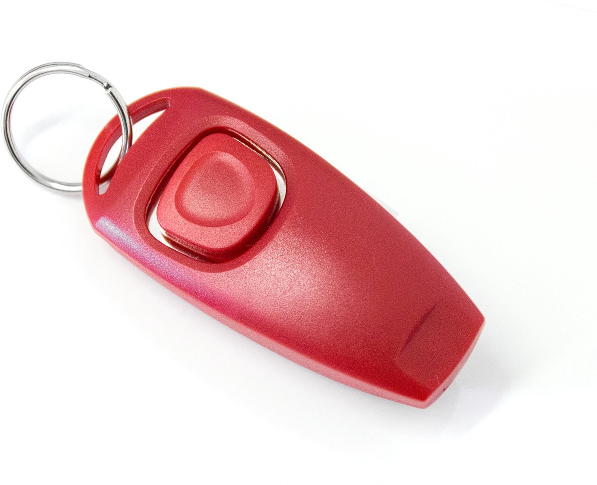 Clicker honden / paarden - Dieren clicker met fluitje - Klikker - 2-in-1 - Dieren trainen - Hondentrainer - Paardentrainer - Diervriendelijke clicker - Puppy training - Hondenfluitje - Rood - Jonyx