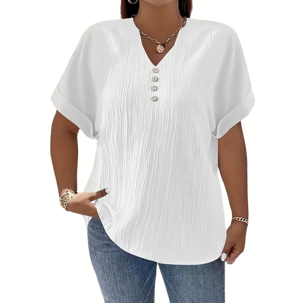 Currero Topje Dames - Top Kleding - Shirt - Blouse - Kort - Volwassen - Wit 1XL