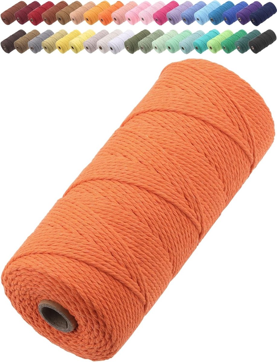 Premium Katoen Macramé Touw 2 mm x 205 m - Zacht, Chemisch Vrij en Ideaal voor Macramé Projecten, Knopen en Ambachten