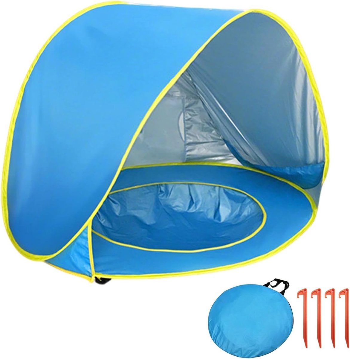Draagbare pop-up strandtent voor baby's met UV-bescherming, mini-zwembad en zonwering voor optimale schaduw en comfort tijdens het buiten spelen
