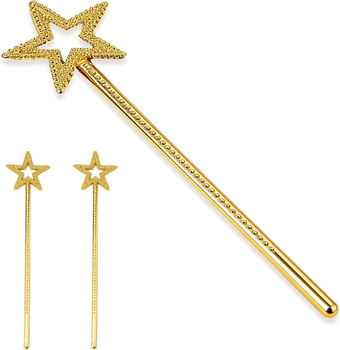 Set van 3 glitter toverstaffen met ster voor feeën, prinsessen en engelen - Perfect voor verjaardagen, bruiloften en kostuumdecoraties