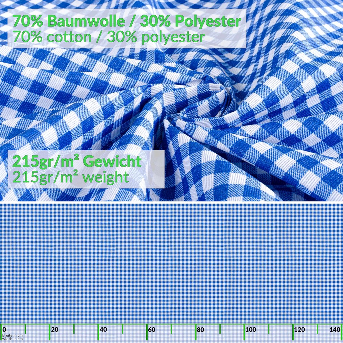 ANRO Tafelkleed Vichy ruit Blauw 280x140cm Rechte rand Afwasbaar Waterafstotend Binnen & Buiten