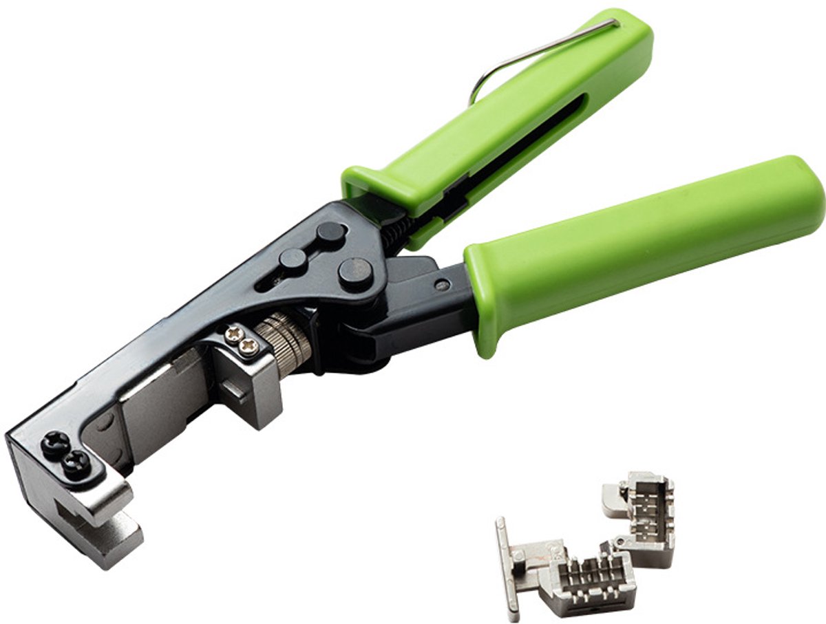 Trapeziumvormige 180 graden pons tang - enkel voor AMP 110 8-polige jacks krimptang voor CAT5/5e CAT6/6A groene handgreep eenhandige bediening