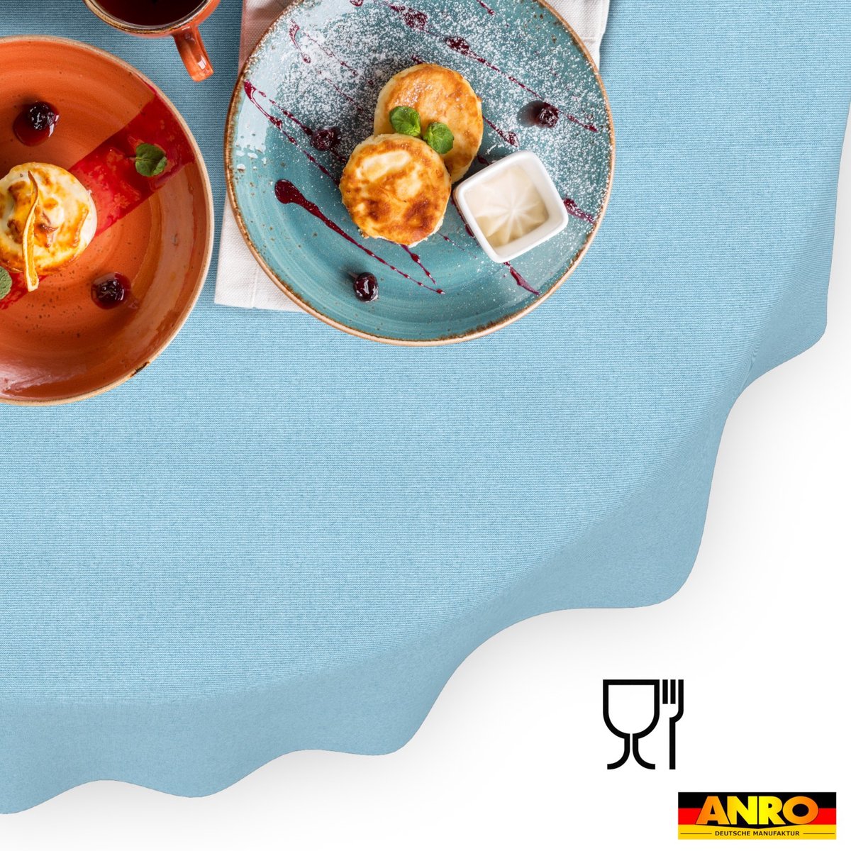 ANRO Tafelkleed Effen linnenlook Blauw Ovaal 260x140cm Rechte rand Afwasbaar Waterafstotend
