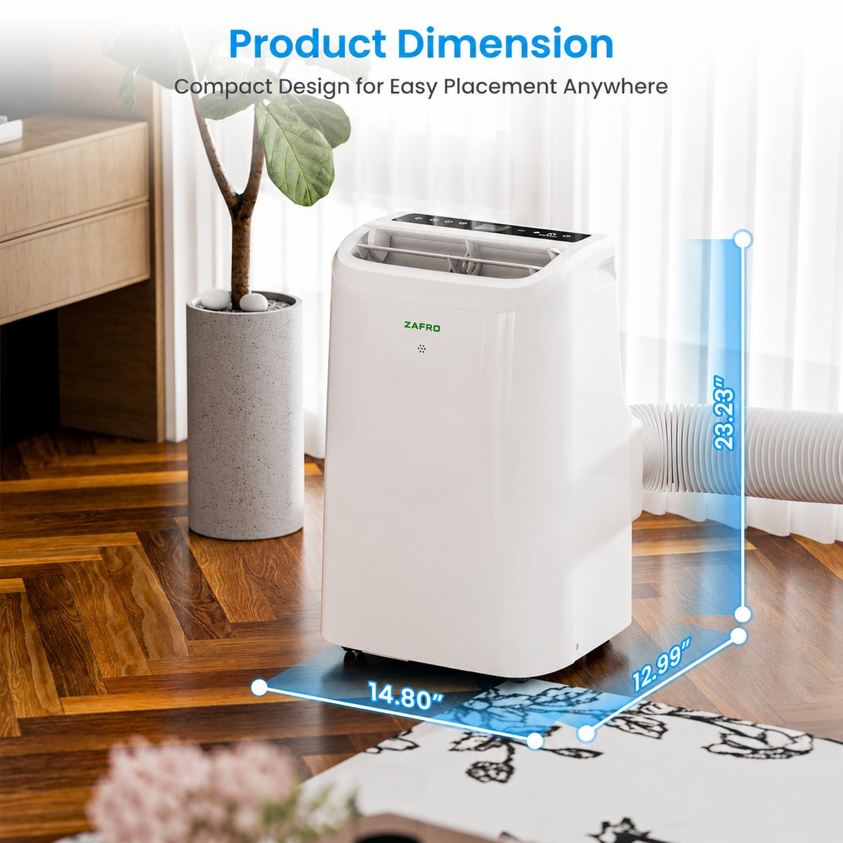 Mobiele airco 10000 BTU stil met WiFi, ontvochtiger en afstandsbediening 3-in-1 functie — afbeelding 3