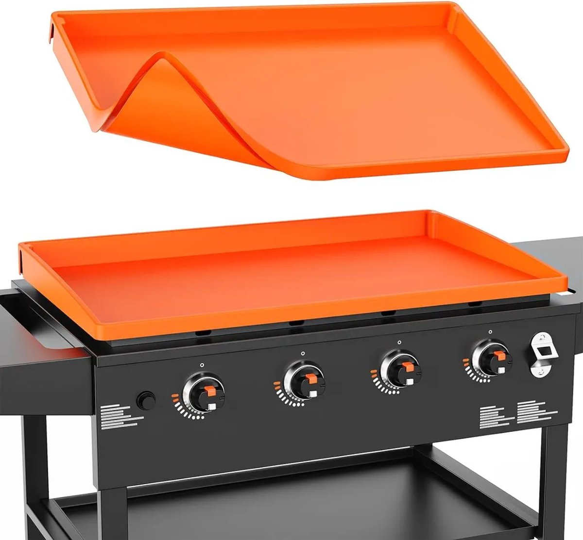 91 cm (36 inch) siliconen barbecuemat, op maat gemaakte hoes Geschikt voor grills en teppanyaki grills, voedselveilig, hittebestendig en roestvrij.