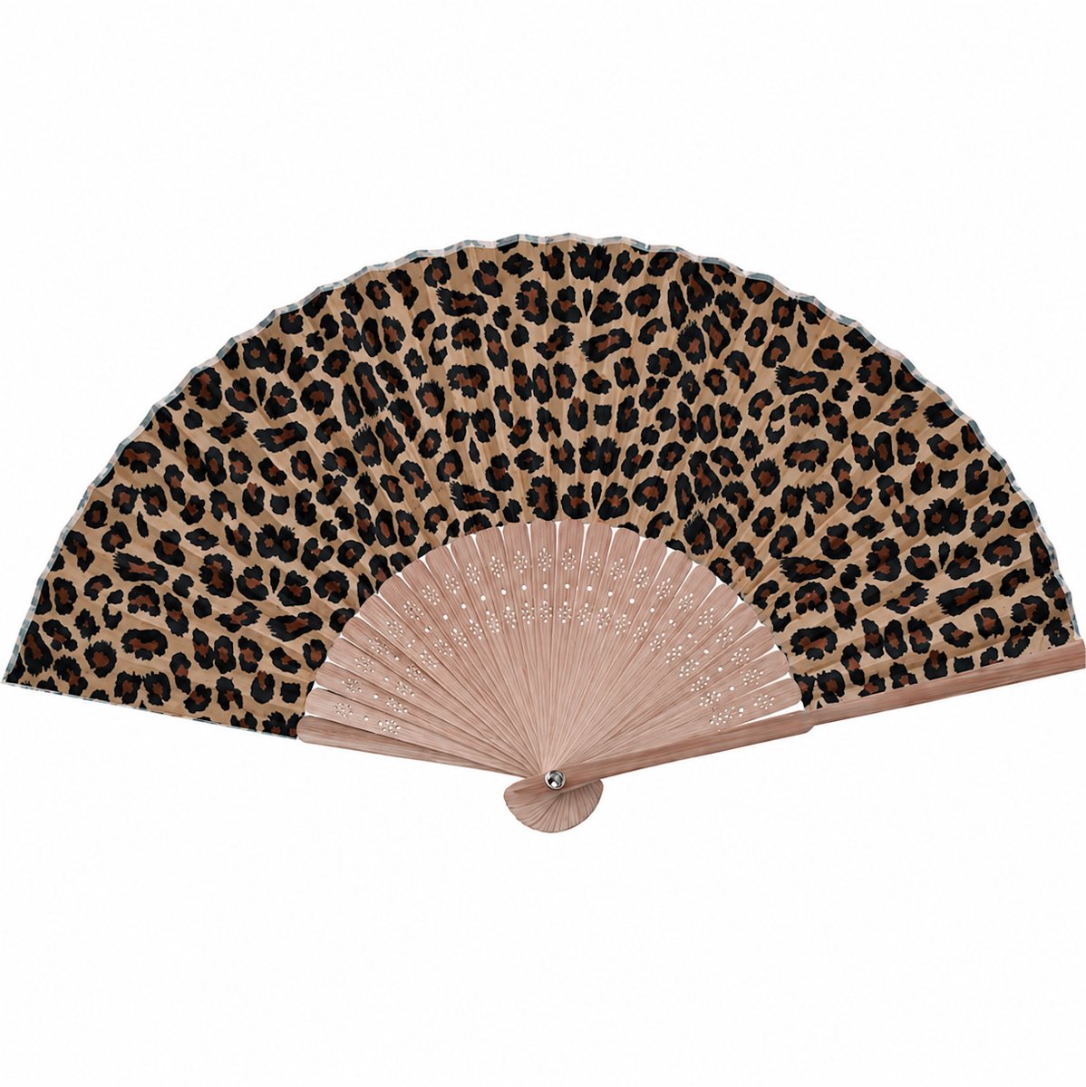 Festival Waaier - Wild Leopard | 38 x 21 cm | Bamboe/Polyester | Spaanse Waaier | Fashion Favorite