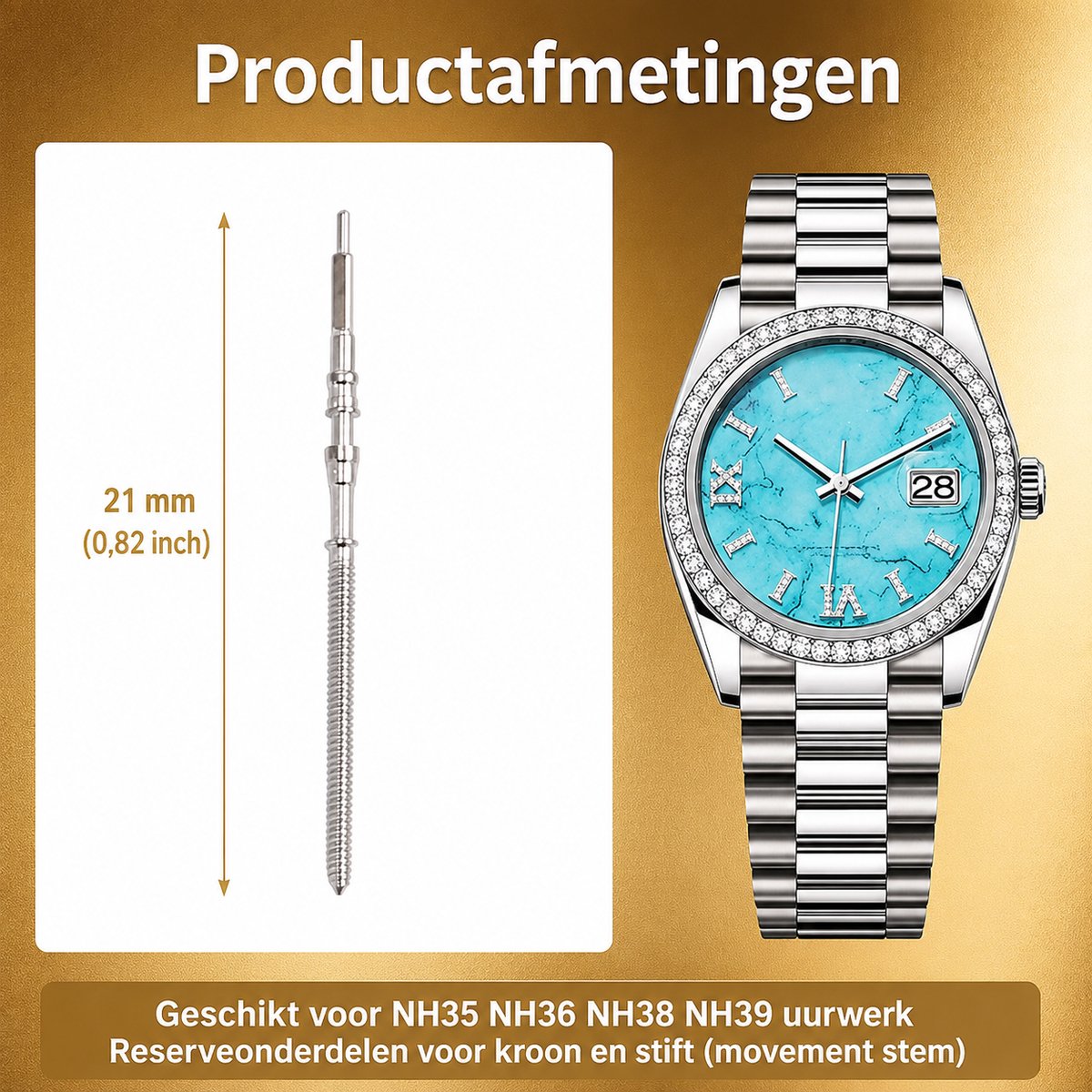 Horloge 5 x Schakel - Polsband - Pin - Kroon Stam