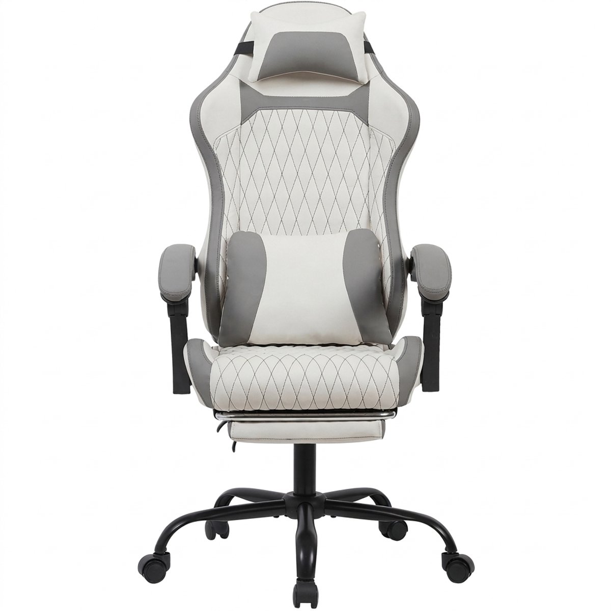 Gaming stoel - Ergonomische Gamestoel-PC Stoel – Voetensteun – Lendensteun – Ademend Leer - Stille Wielen - Home Office - 62x62x134 cm- 1 Stuk