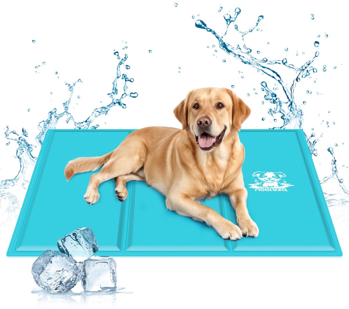 SnelShoppen - Koelmat voor Honden en Katten 90x50cm - Zelfkoelende Gel - Lichtblauw - Perfect voor Huisdieren, Binnen en Buiten, Tuin, Camping