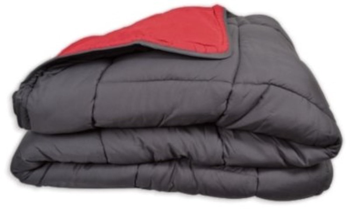 SnelShoppen - POYET MOTTE Tweekleurig Dekbed 160x220 cm Grijs/Rood Polyester Voor Volwassenen en Kinderen, Perfect voor Slaapkamer en Logeerkamer