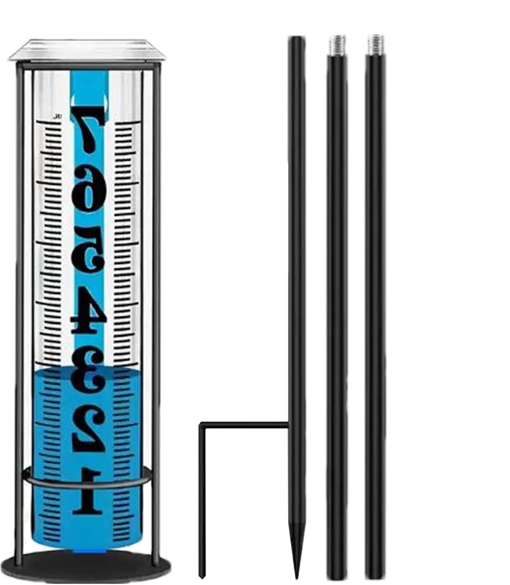 Regenmeter met Grondpen - Watermeter Tuin - Tuinieren Weer Meten - Verstelbare Positionering - 27 cm Hoog - Transparant