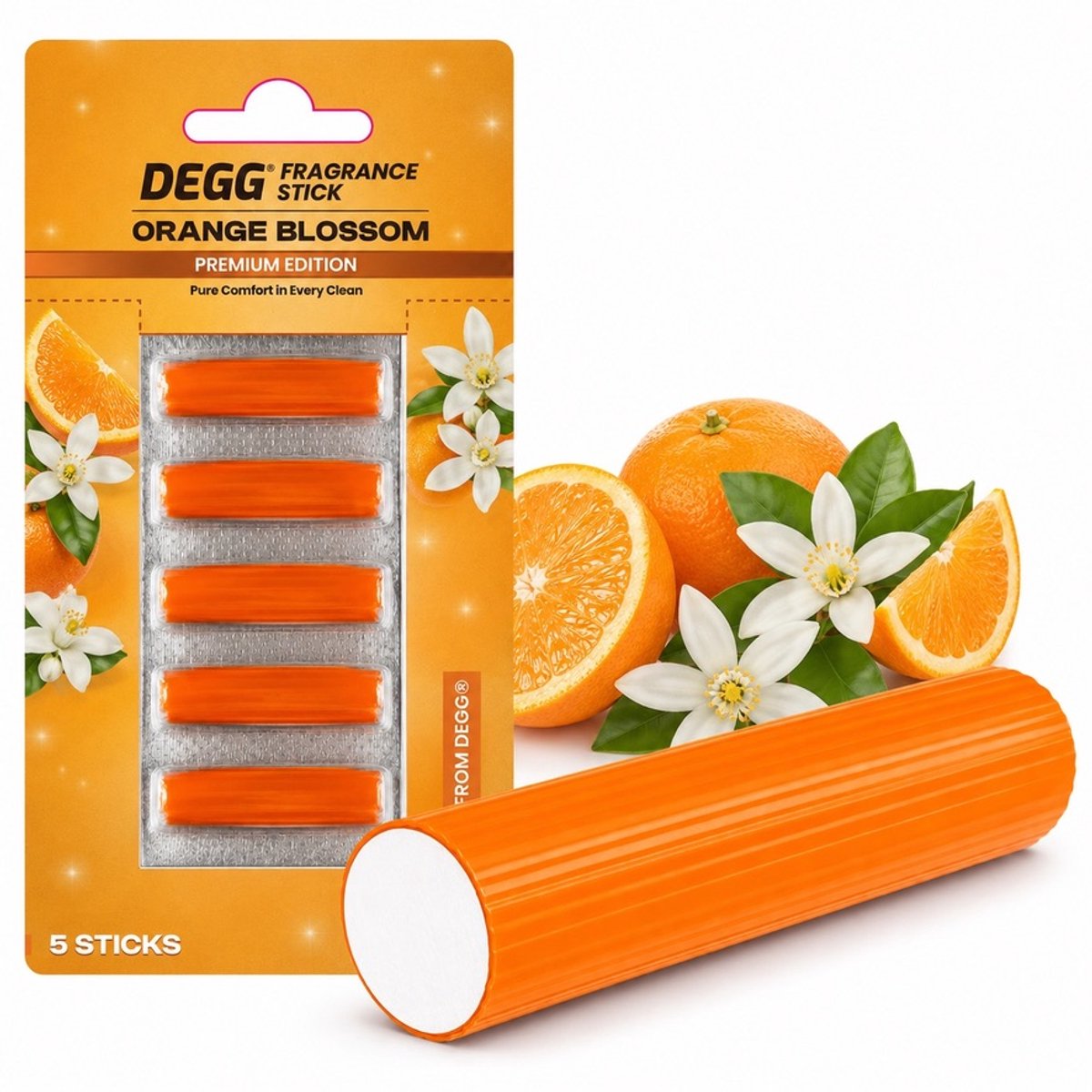 DEGG® – Geurstaafjes voor Stofzuiger – Orange Blossom – Verfrist tijdens het Stofzuigen – 5 Stuks