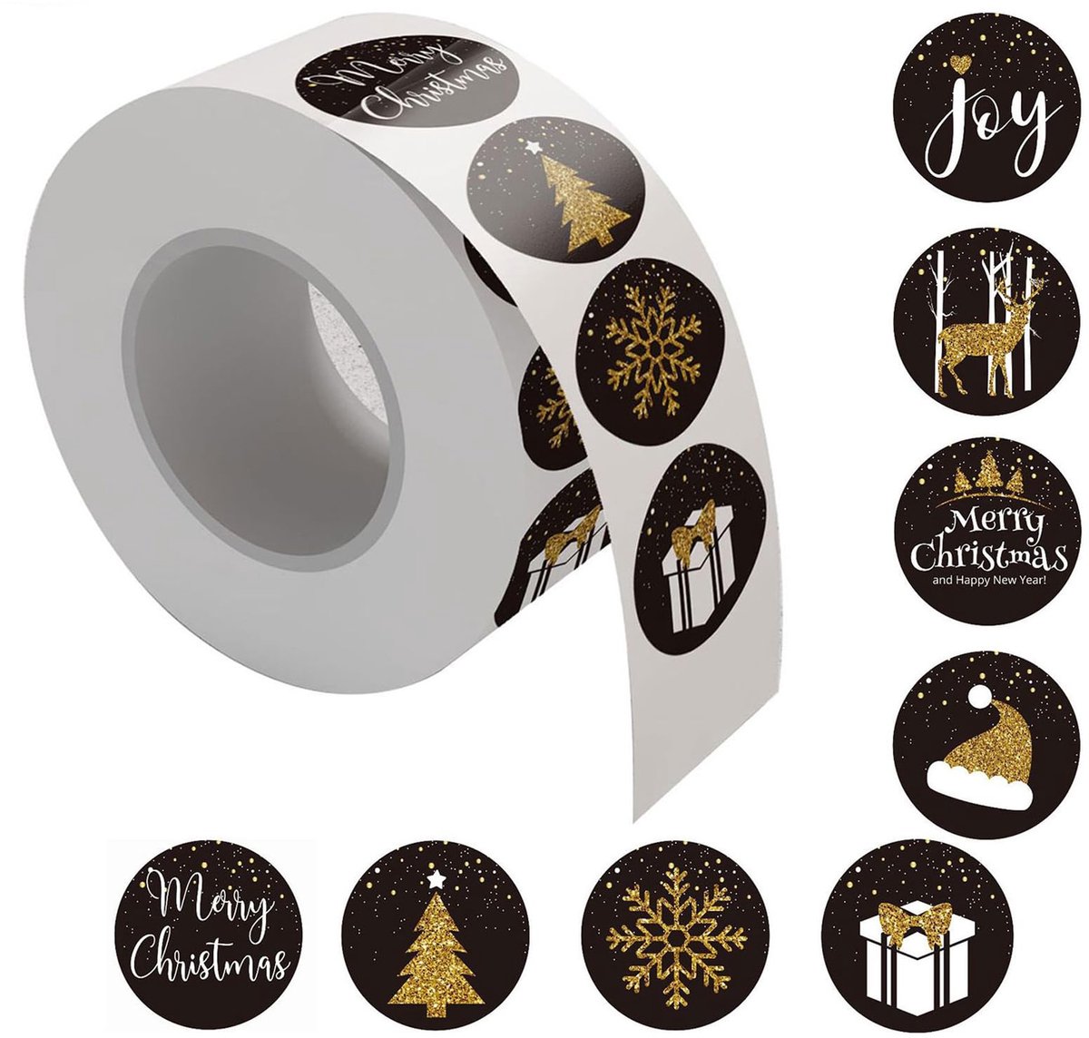 Dailygoods - 500 Stuks Kerst Stickers in 8 Verschillende Patroon voor Cadeauverpakking