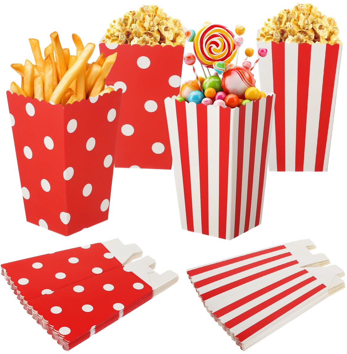 Dailygoods - Set van 40 Popcornzakken - Mini Popcorn Containers voor Feesten