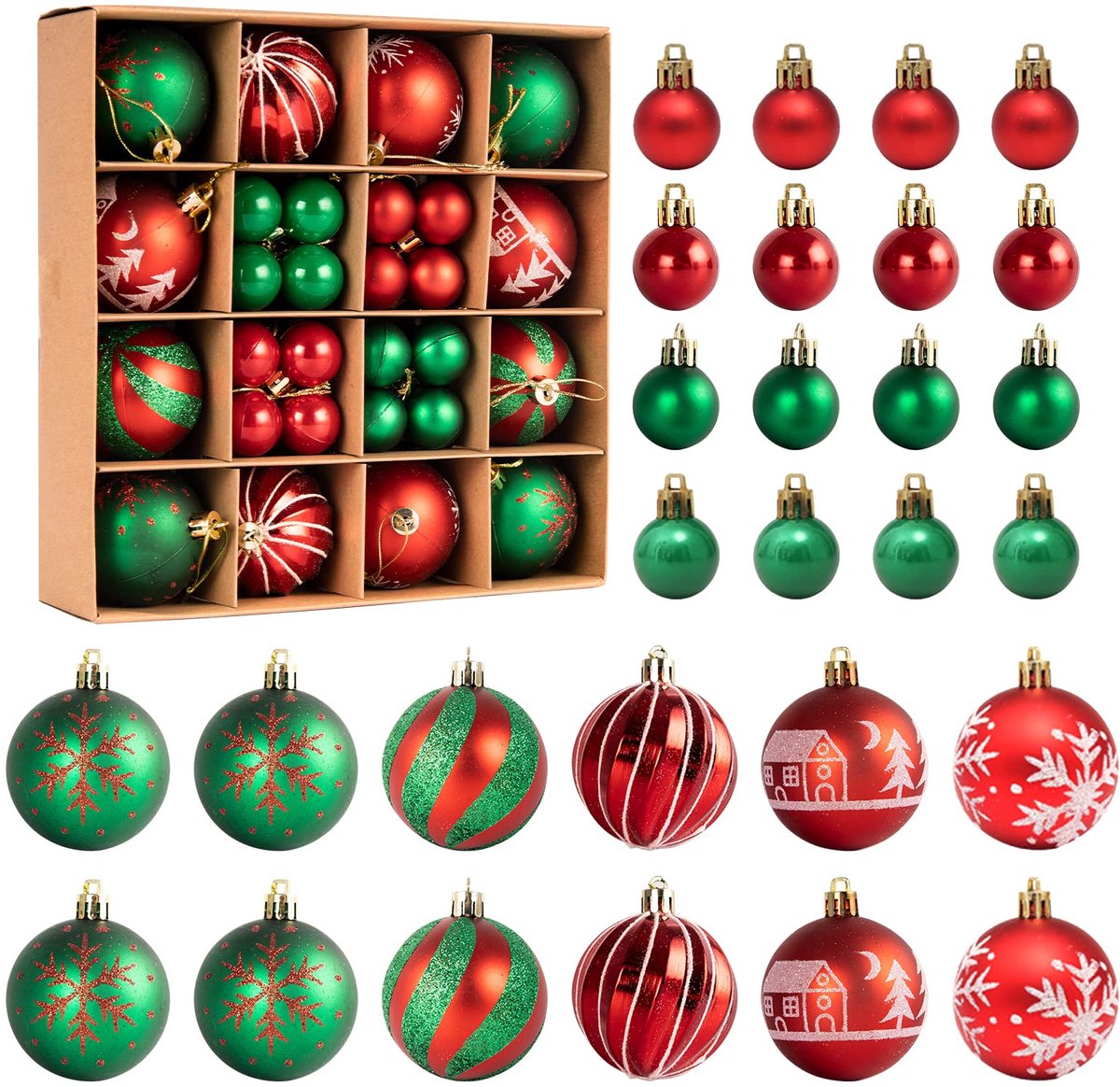 Dailygoods - 44 Stuks Kerstboom Ballen Set - Weerbestendige Versiering voor Feestdagen