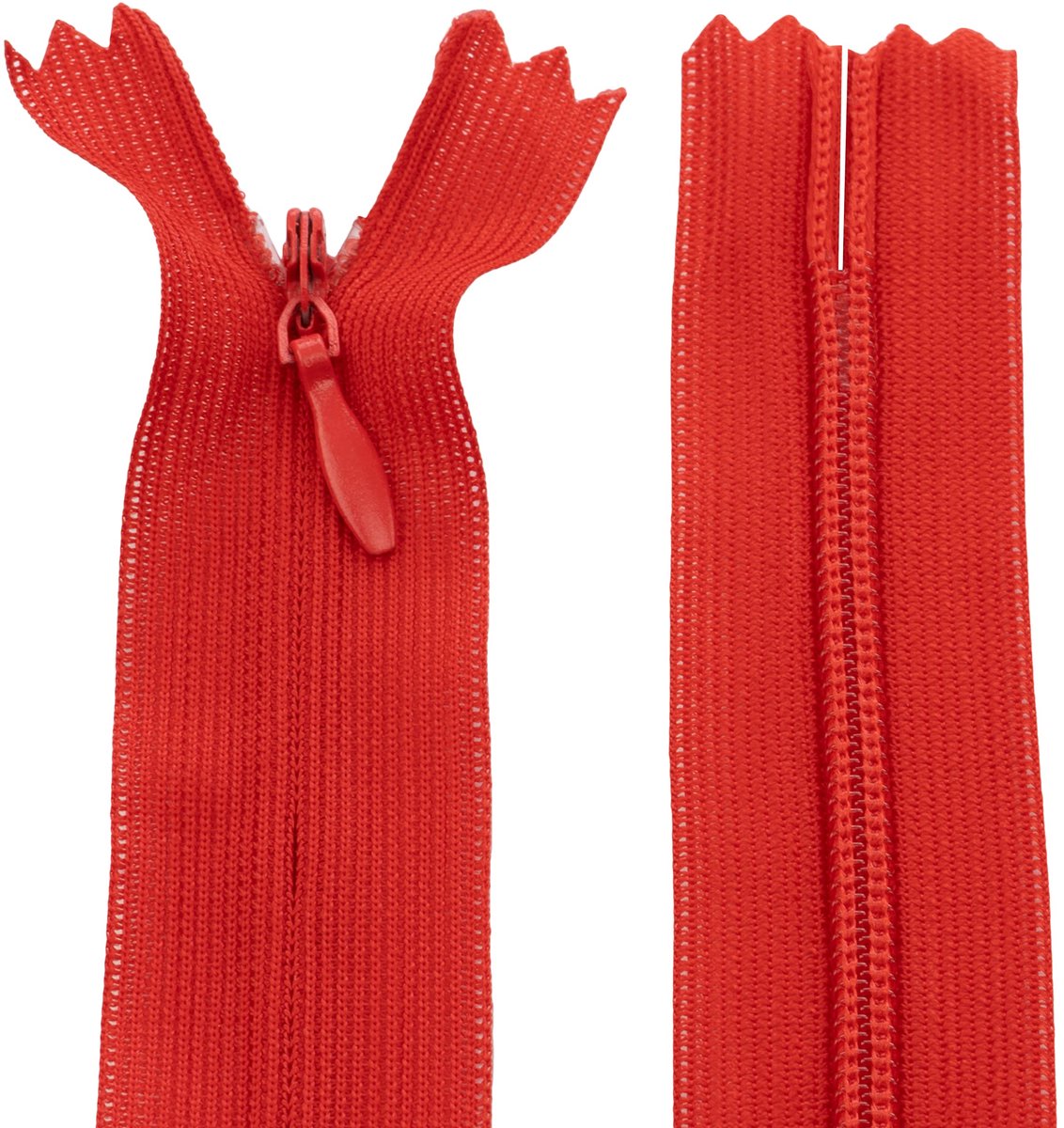 Dailygoods - Set van 10 onzichtbare ritssluitingen 60 cm - niet scheidbaar in kleur rood