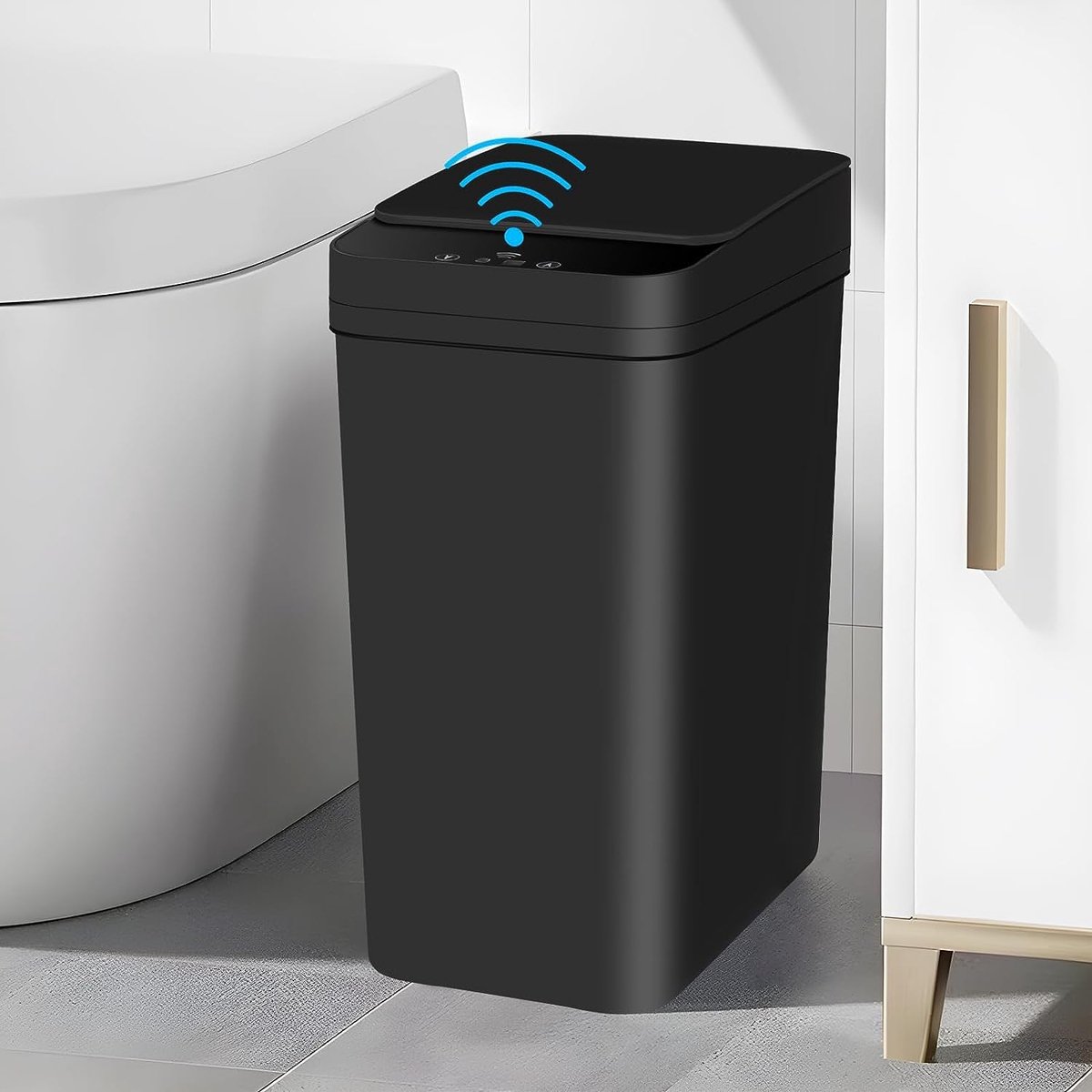 Dailygoods - Zwarte Afvalbak 10L met Sensor - Elektrische en Stille Afvalemmer voor Keuken en Badkamer