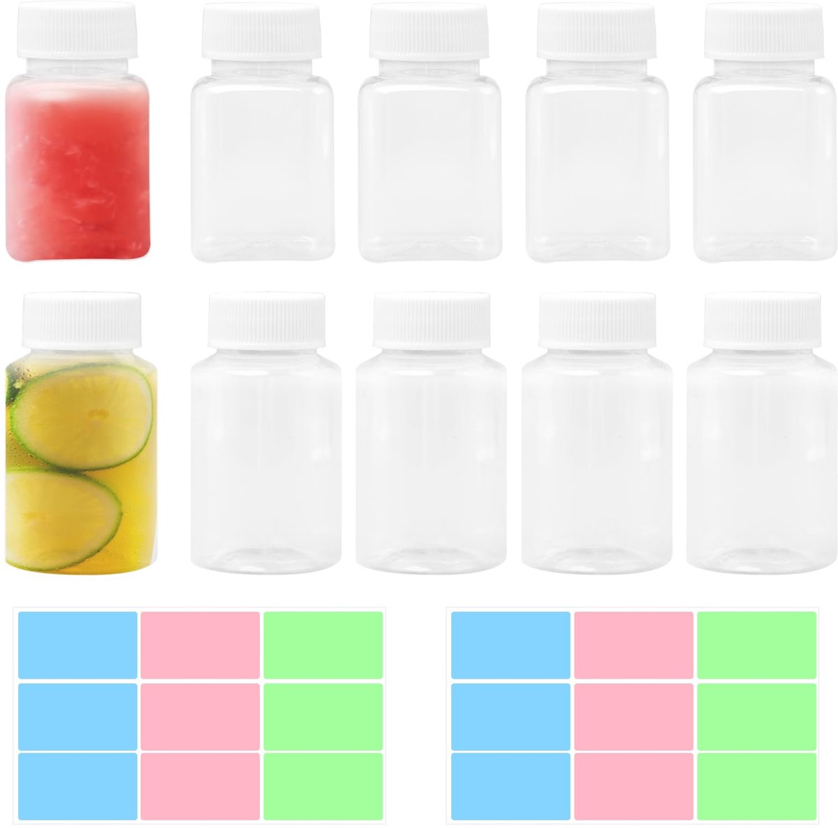 Dailygoods - 10 stuks 100 ml kunststof sapflessen met deksel