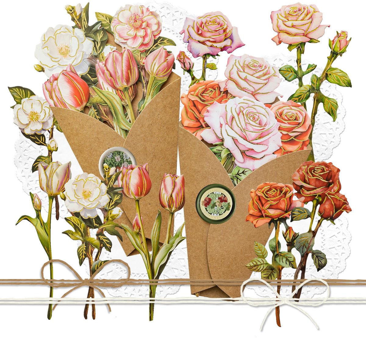 Dailygoods - DIY Bloemenboeket Set - Papieren Rozen en Tulpen voor Creatieve Projecten