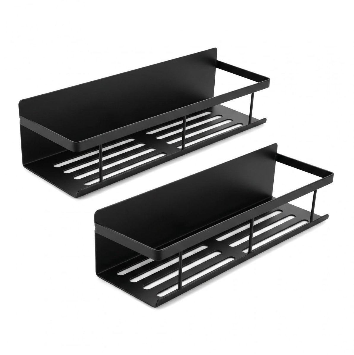 Dailygoods - Magnetisch Wandrek voor Koelkast - Set van 2 Zwarte Opbergplanken van Koolsto