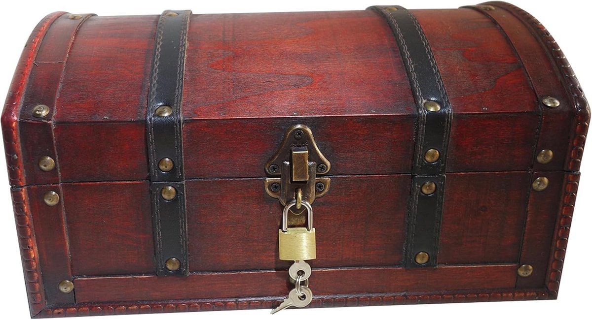 Dailygoods - Schatkist voor Kinderverjaardag - Piratenkist met Sleutel en Deksel