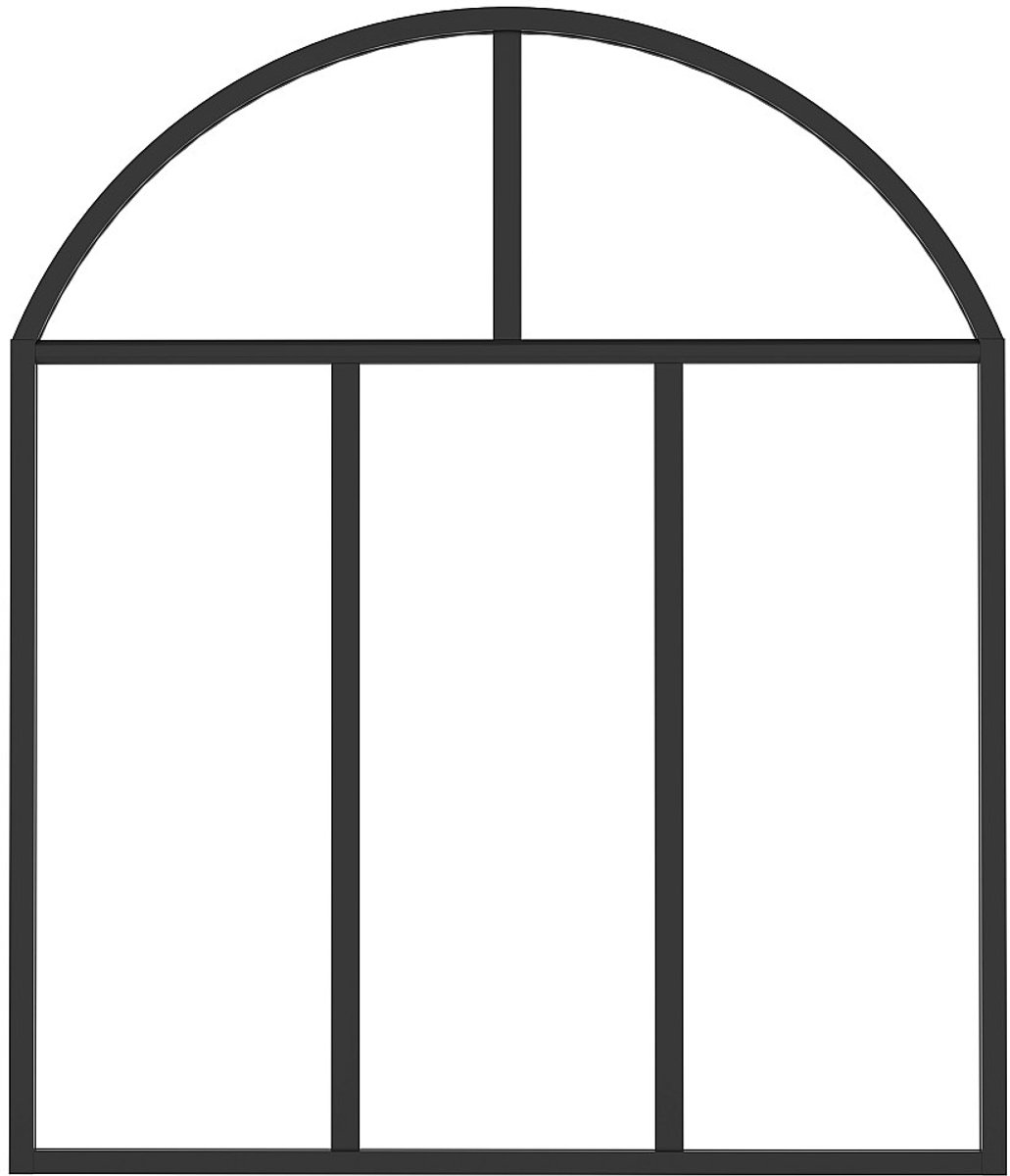 Vente-unique Atelierraam in boogvorm van zwart gepoedercoat aluminium 90 x 105 - (B x H) - ARLUNA