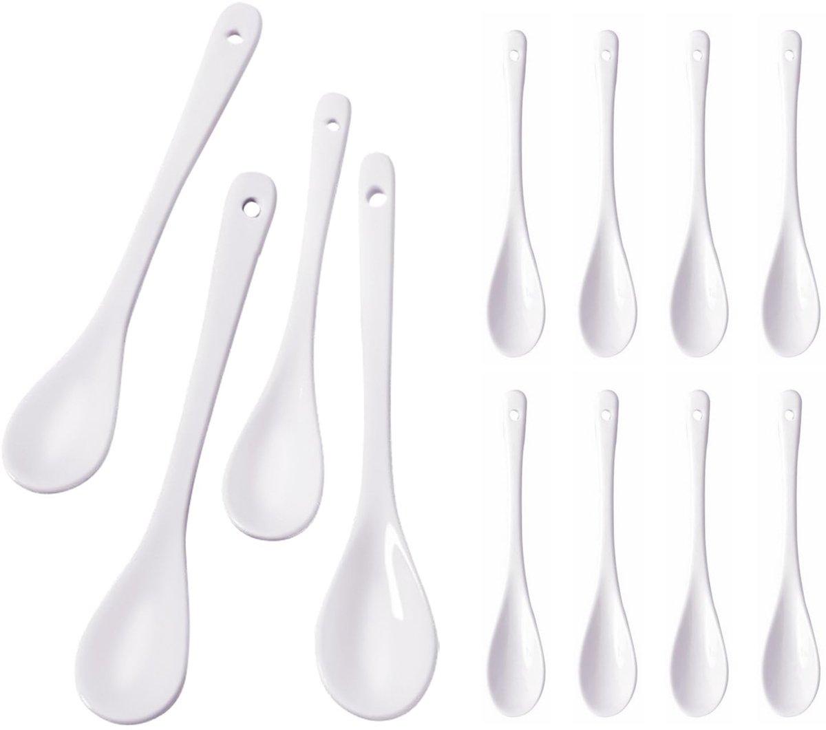 Dailygoods - 8-delige Keramische Dessertlepels - Vaatwasserbestendig en Hittebestendig