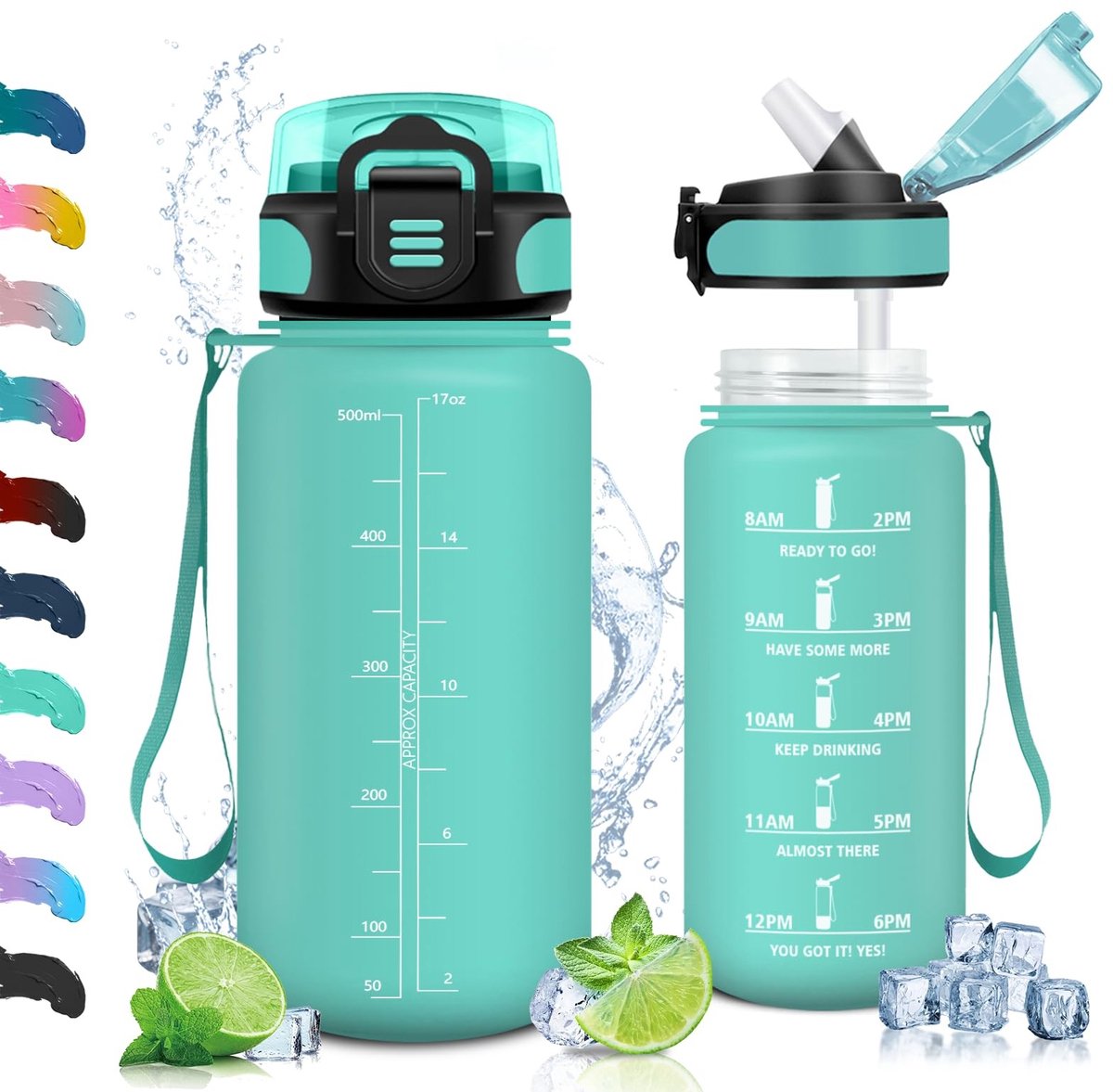 Dailygoods - Sport Drinkfles met Rietje, 500 ml - Lekvrij en BPA-vrij