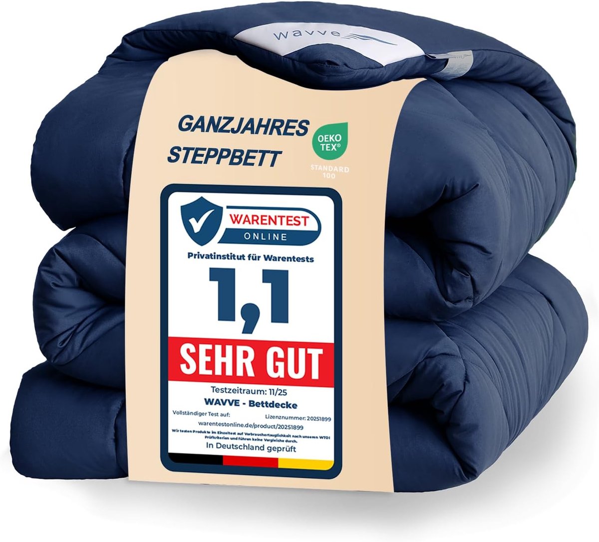 SnelShoppen - Wavve Dekbed 200 x 200 cm, 4 Seizoenen, Ademend Microvezel, Super Zachte Slaapdeken, 300 g/m², Blauw voor Comfortabel Slapen