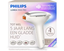 Philips Lumea 9900 Pro IPL Ontharingsapparaat – Tot 5 Jaar Lang een Gladde Huid, Persoonlijke Coach met Realtime Begeleiding en 4 Opzetstukken voor Lichaam, Gezicht, Oksels & Gevoelige Zones, WIT, BRC344/00