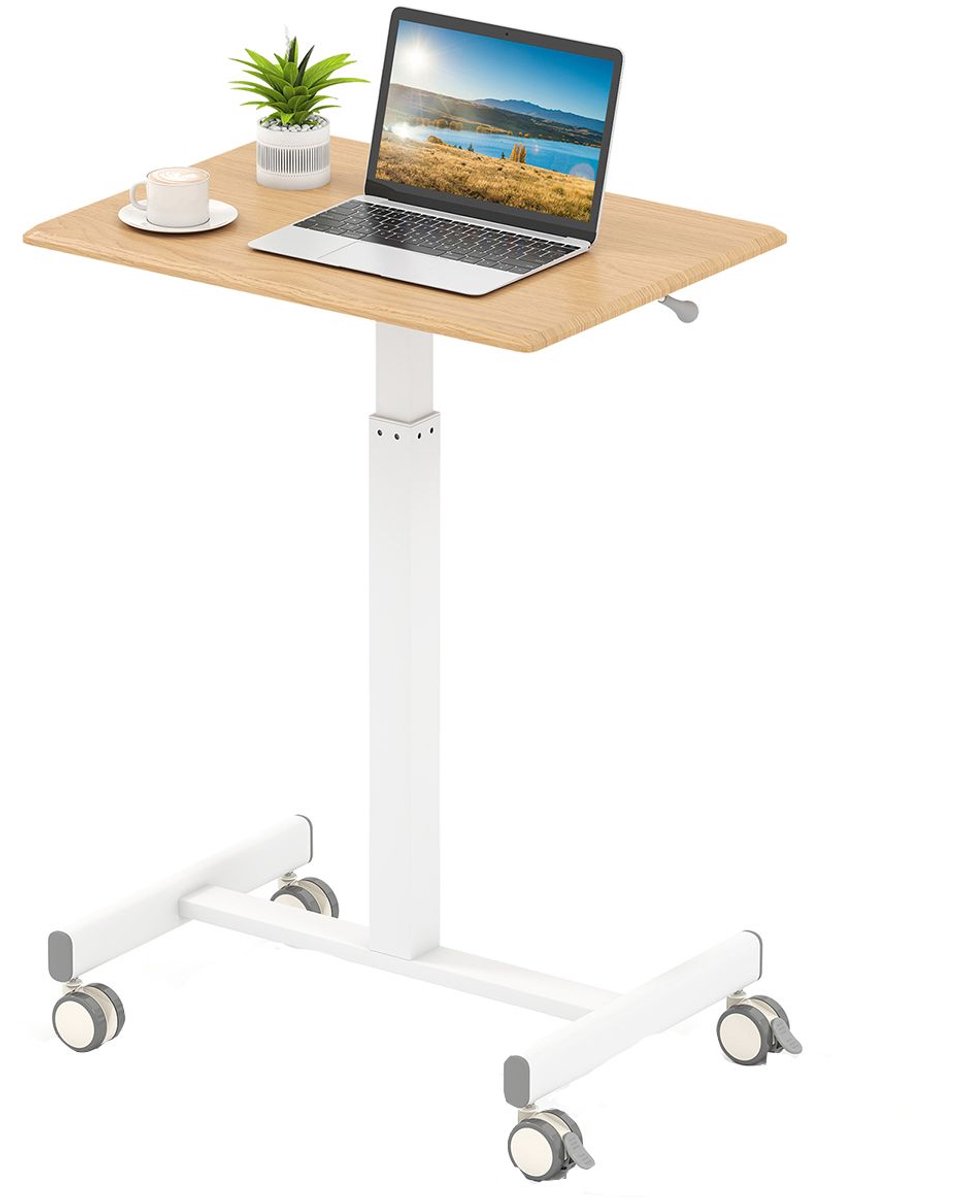 Laptoptafel op Wielen - Bedtafeltje - Bijzettafel - Natuurlijk