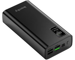 Banky Powerbank 30.000 mAh – 22,5W Snellader – 5 Poorten USB C & USB A – Noodpakket – Zwart