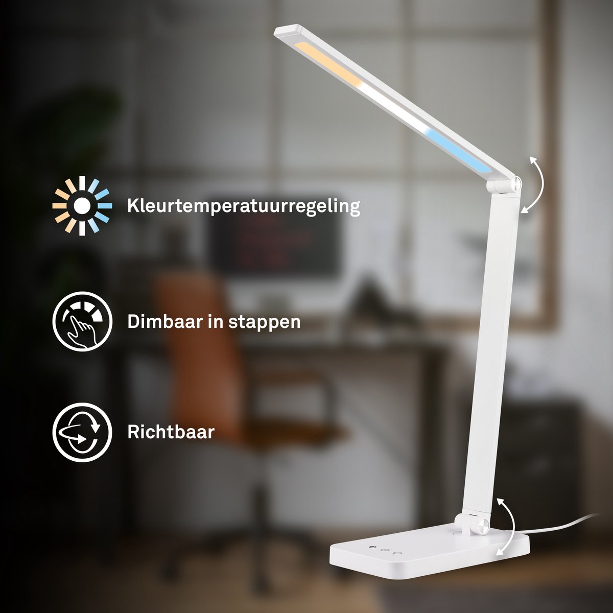 BRILONER Rick – Bureaulamp led – CCT tafellamp – dimbaar tafellampje met touchbediening – USB-C – h.: 38cm – wit thumbnail 4