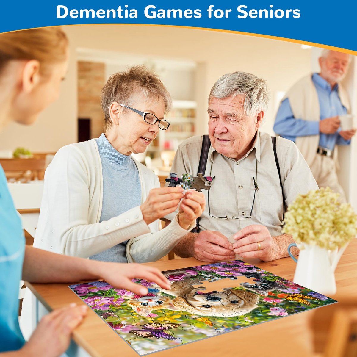 SnelShoppen - 6 Verpakkingen Grote Puzzelstukjes voor Senioren en Alzheimer - Geheugencognitiespellen met 36 Stukken en 6 Opbergzakken