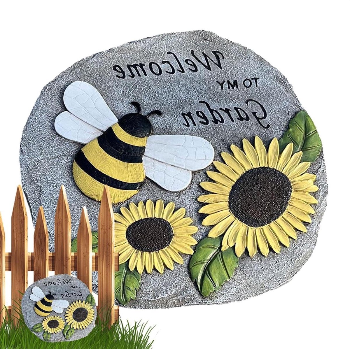 Tuinstapstenen Welkom - Buitenpad Tegels - Tuin Decoratie - Hars Materiaal Weerbestendig - 23.5 cm - Standaard