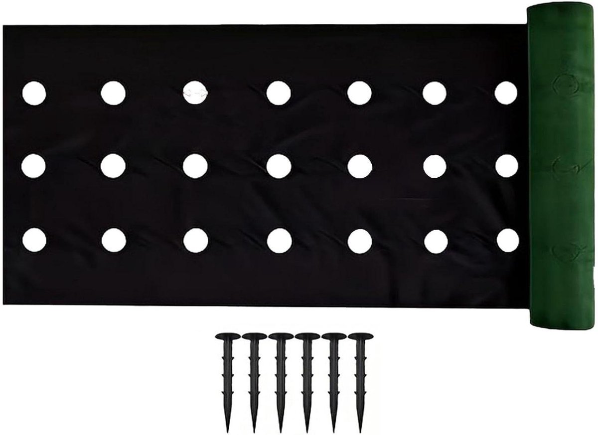 Landschap Stof - Bodemdoek Bodembedekker - Tuinonderhoud - Voorgeperforeerde Gaten - 6 x 1 m - Zwart